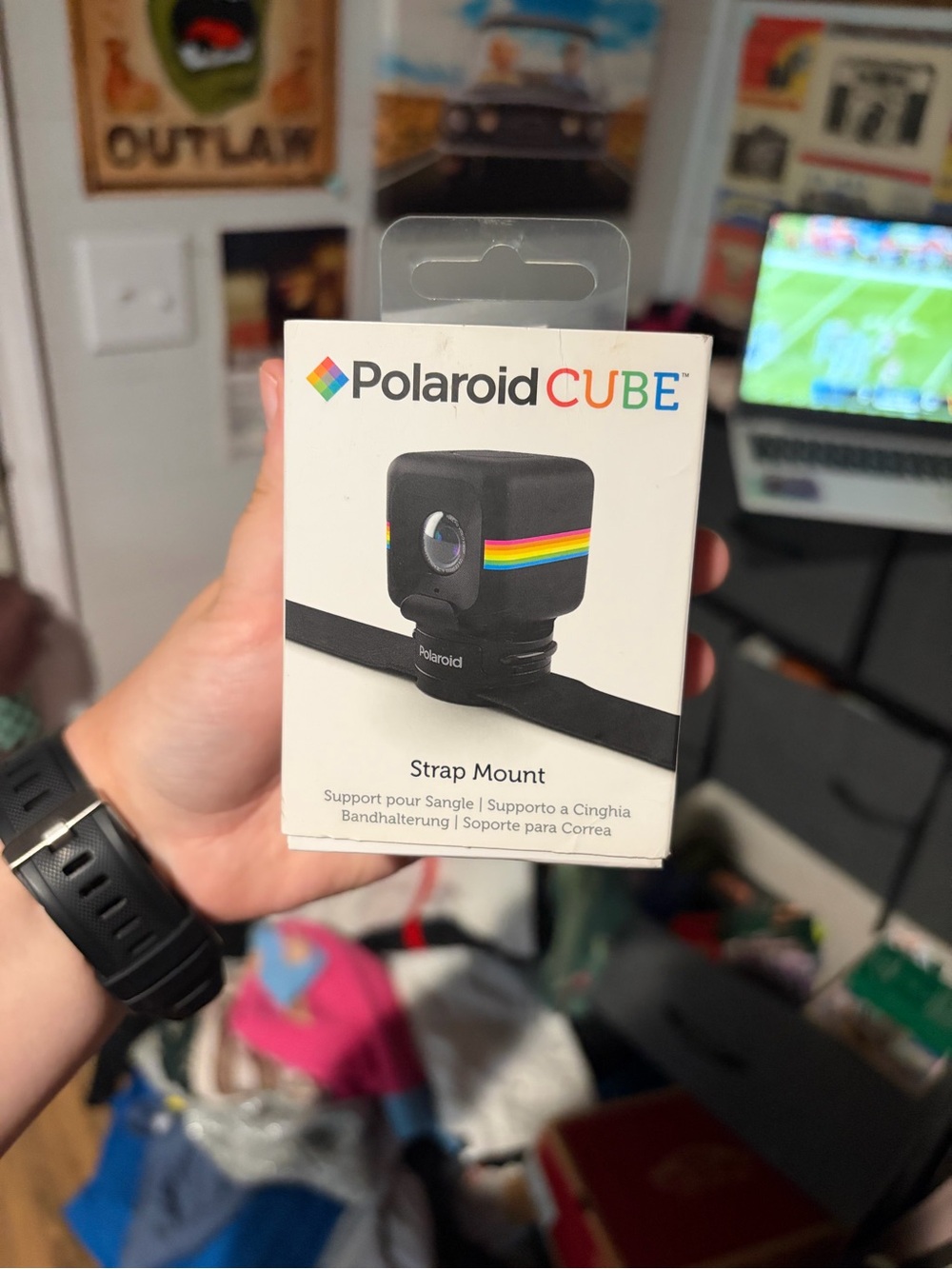 Polaroid CUBE Strap Mount - Black with Rainbow Accent